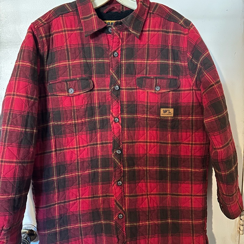 Men's Red Black and Yellow Sherpa lined Flannel Shirt